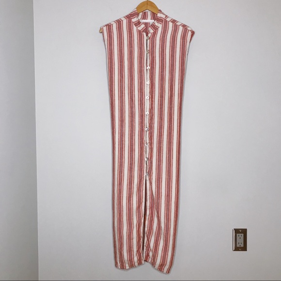bryn Walker Dresses & Skirts - Bryn Walker Striped Button Front Linen Dress - L